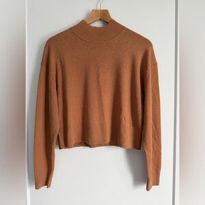 Everlane Mock Neck Knit Sweater in Camel